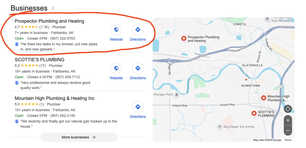 google maps ranking